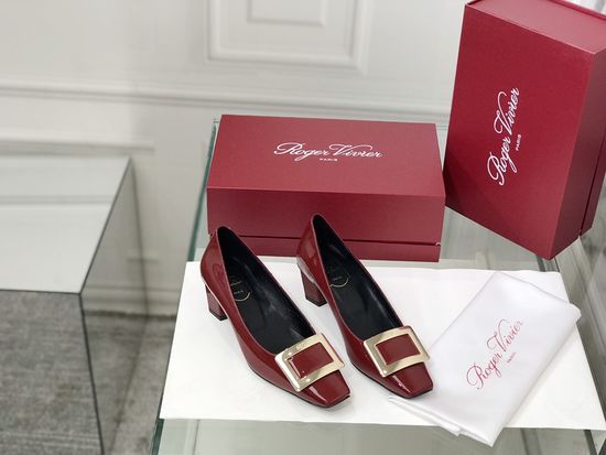 Roger Viver Patent Leather Buckle Low Heel Pumps