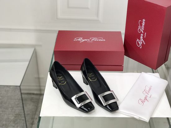 Roger Viver Patent Leather Buckle Low Heel Pumps