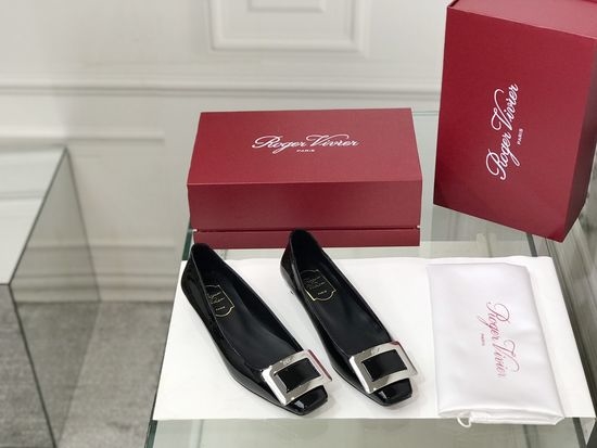 Roger Viver RV Patent Leather Buckle Kitten Heel Pumps