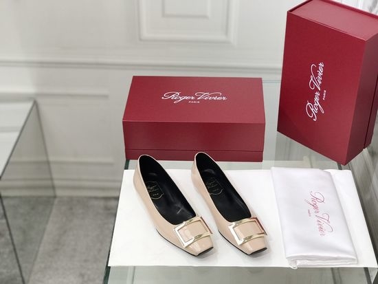 Roger Viver RV Patent Leather Buckle Flat Pumps