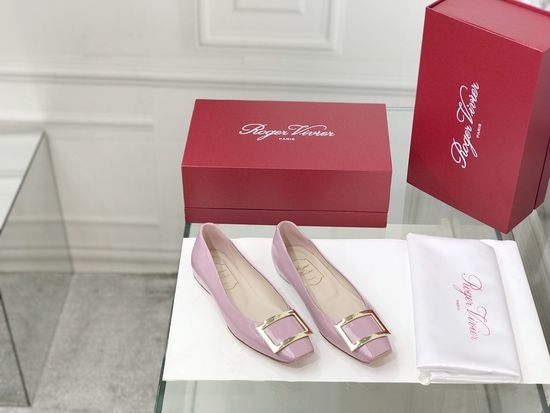 Roger Viver RV Patent Leather Buckle Flat Pumps