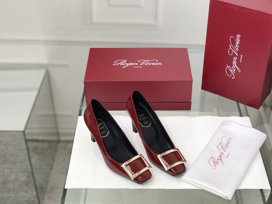 Roger Viver Patent Leather Buckle Block Heel Pumps