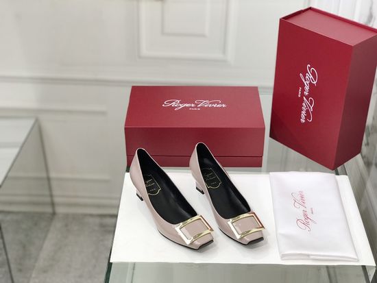 Roger Viver Patent Leather Buckle Chunky Heel Pumps