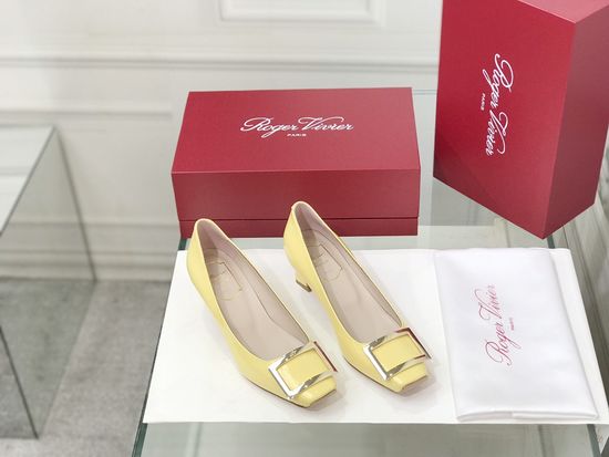 Roger Viver Patent Leather Buckle Chunky Heel Pumps