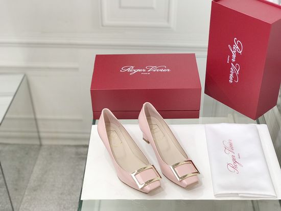 Roger Viver Patent Leather Buckle Chunky Heel Pumps