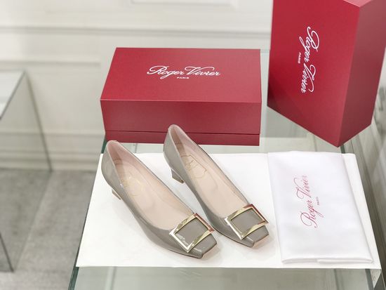 Roger Viver Patent Leather Buckle Chunky Heel Pumps