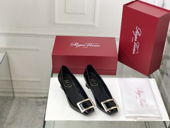 Roger Viver Patent Leather Buckle Chunky Heel Pumps