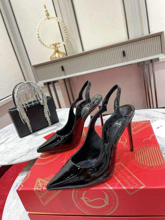 Christian Louboutine Slingback Wave Patent Leather High Heels