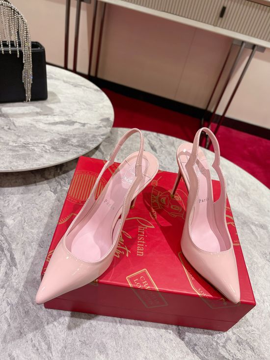 Christian Louboutine Wavy Patent Leather Peep Toe Stiletto Heels
