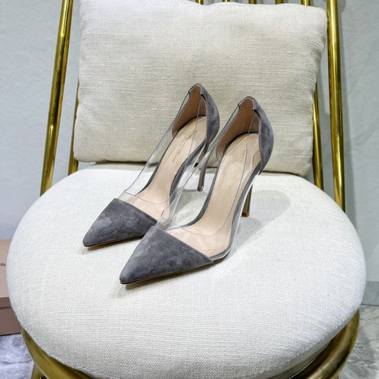 Gianvito Rossi Soft Suede Spliced High Heels with Sheepskin Lining