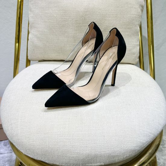 Gianvito Rossi Soft Suede Spliced High Heels with Sheepskin Lining