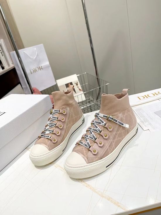 Christian Dior Pink Retro Stitched Knit Upper Casual Walking Shoes