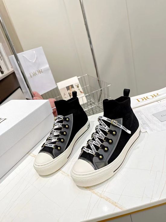 Christian Dior Black Retro Stitched Knit Upper Casual Walking Shoes