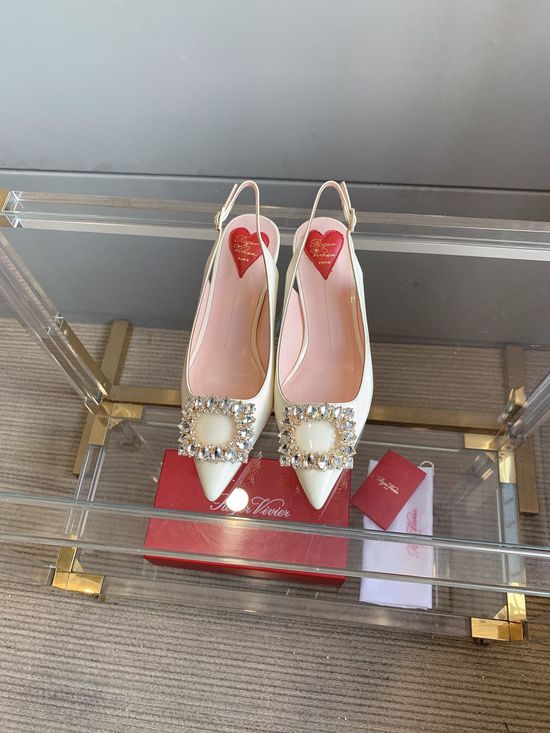 Roger Viver Rhinestone Buckle Kitten Heel Slingback Shoes Elegant Comfortable