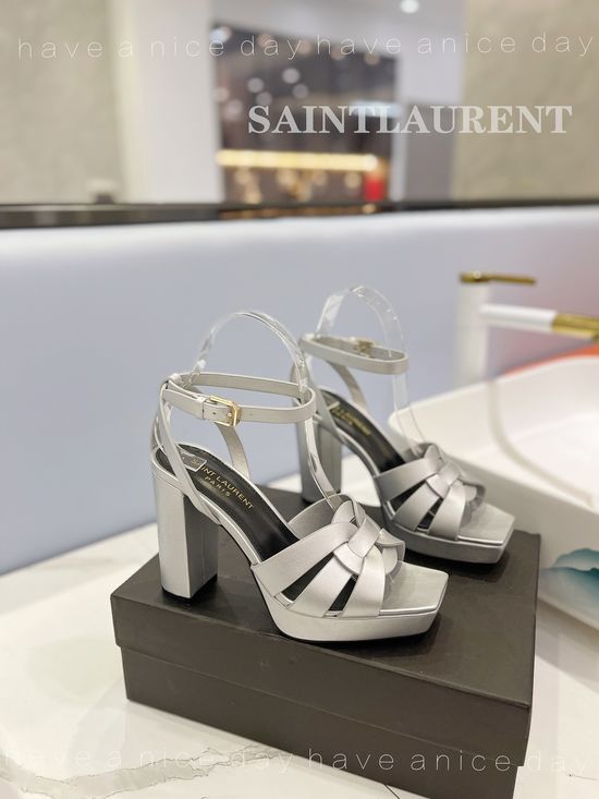 Yves Saint Laurent Genuine Leather Platform High Heel Shoes Elegant Dress Footwear