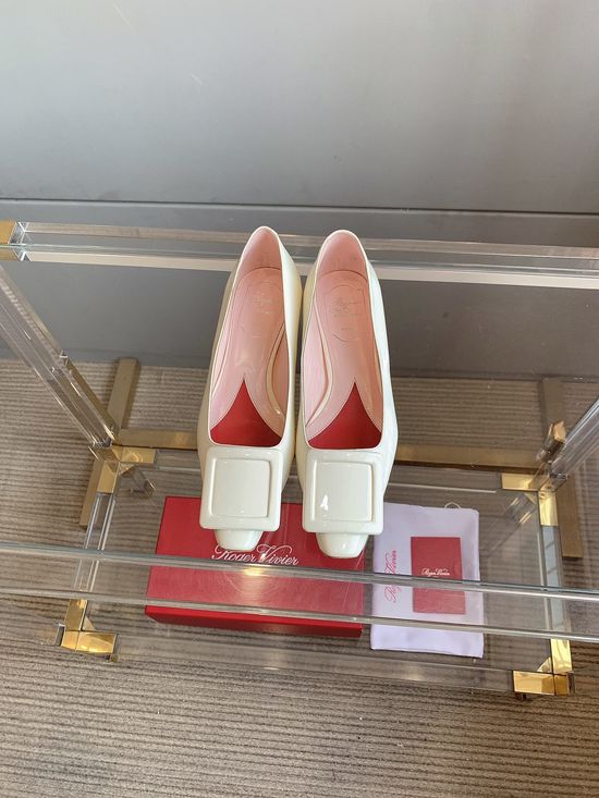 Roger Viver Covered Buckle Patent Leather Flats Rhinestone Heel Design