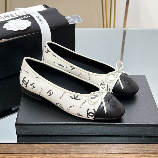 Chanel Classic Two Tone Silk Spliced Slingback Ballet Flats
