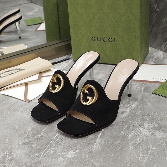 Gucci Premium Cone Heel Leather Shoes with Signature Emblem