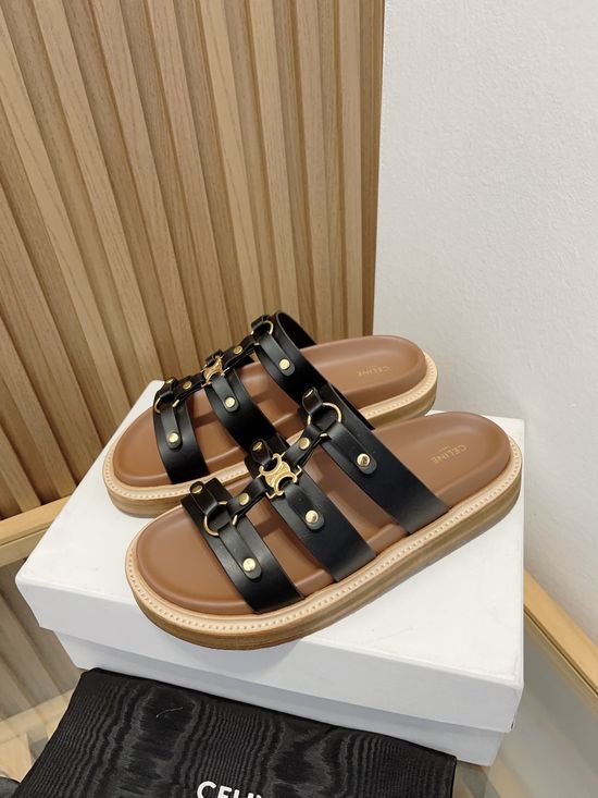 Celine Elevated Casual Slippers with Classic Logo Accent