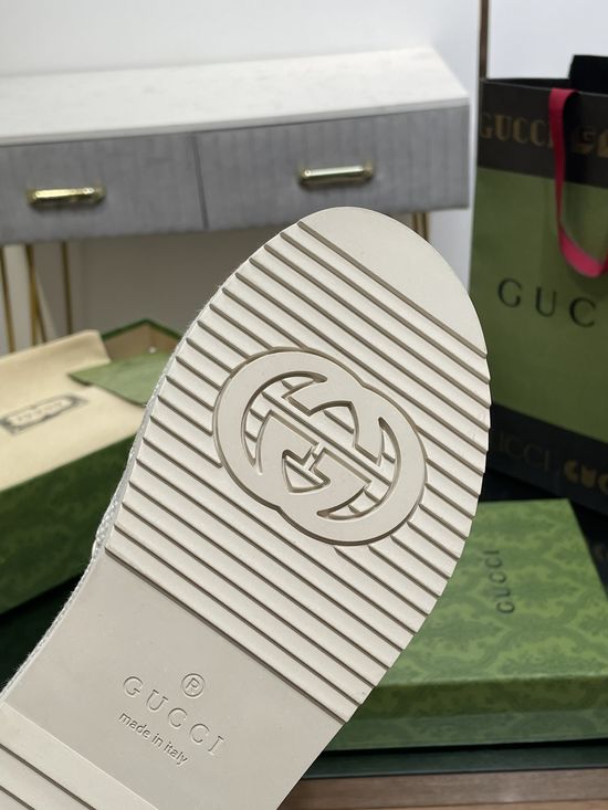 Gucci Classic Pattern Embroidery Platform Slide Sandals