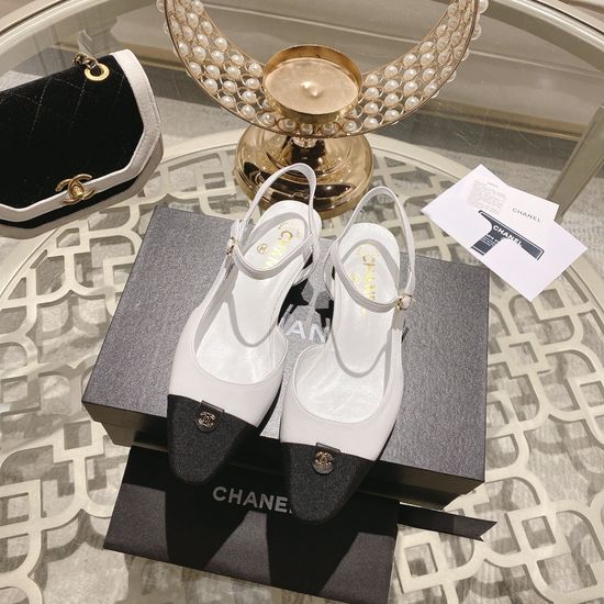 Chanel Color Block Block Heel Peep Toe Dress Sandals
