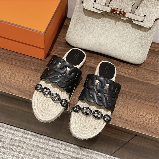 Hermes Classic Espadrille Shoes with Premium Leather Sole