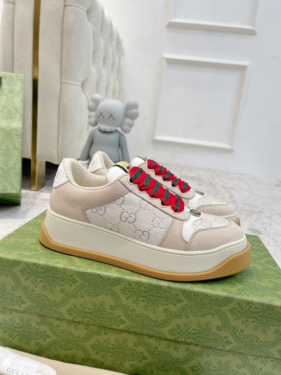 Gucci Vintage Worn Look Platform Sneakers Breathable Comfortable Casual Shoes