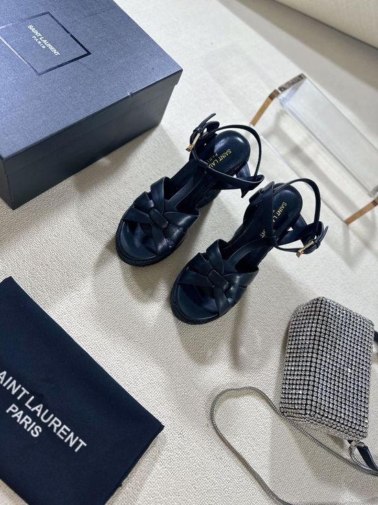 Yves Saint Laurent Espadrille Platform Sandals Genuine Leather Lining