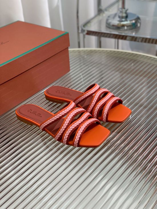Loro Piana Genuine Leather Comfortable Summer Flat Slides