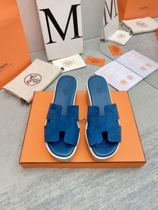 Hermes Thick Sole Casual Slides Premium Leather Upper