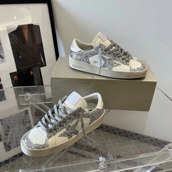 Golden Goose Shiny Sequin Distressed Casual Platform Sneakers Comfortable