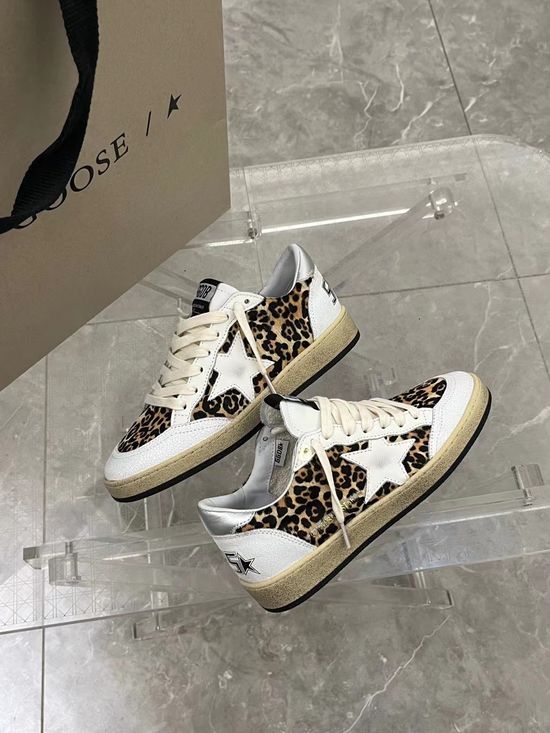 Golden Goose Leopard White Star Couple s High-Quality Sneakers