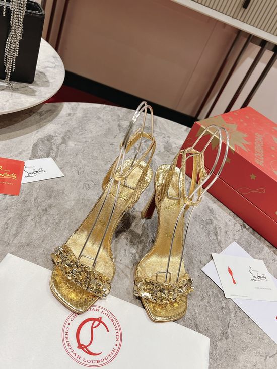 Christian Louboutine Stylish Leather Stiletto Heel Square Toe Sandals
