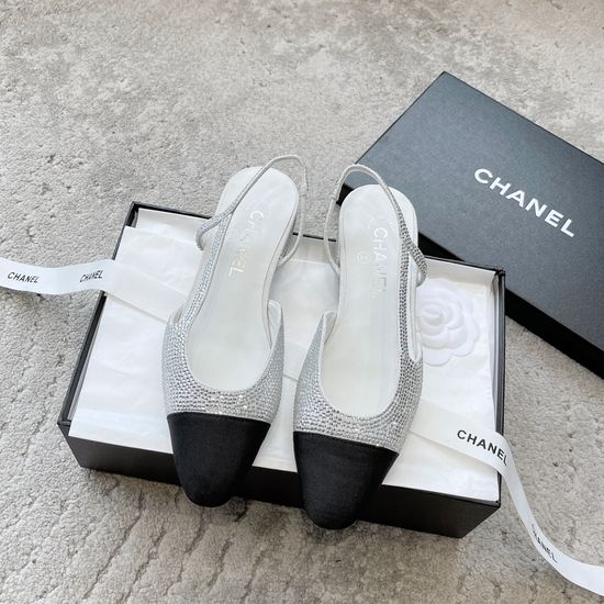 Chanel Rhinestone Embellished Satin Comfortable Dress Sandals
