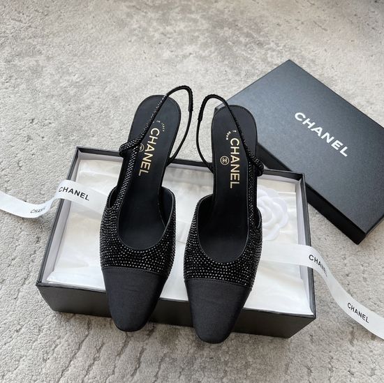 Chanel Rhinestone Embellished Satin Comfortable Dress Sandals