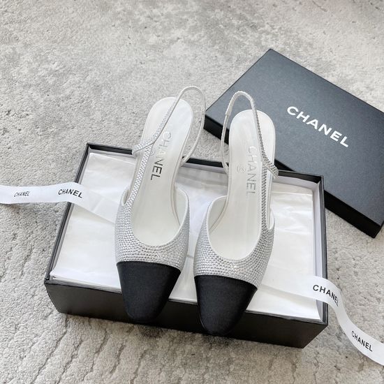 Chanel Rhinestone Embellished Satin Comfortable Dress Sandals