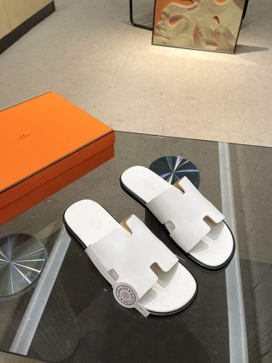 Hermes Premium Handcrafted Swift Leather Slip-on Slides
