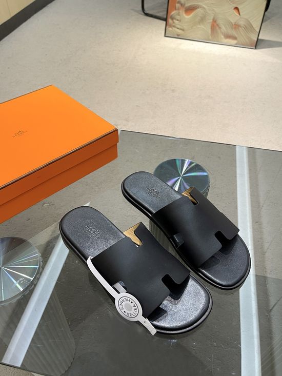 Hermes Premium Handcrafted Swift Leather Slip-on Slides