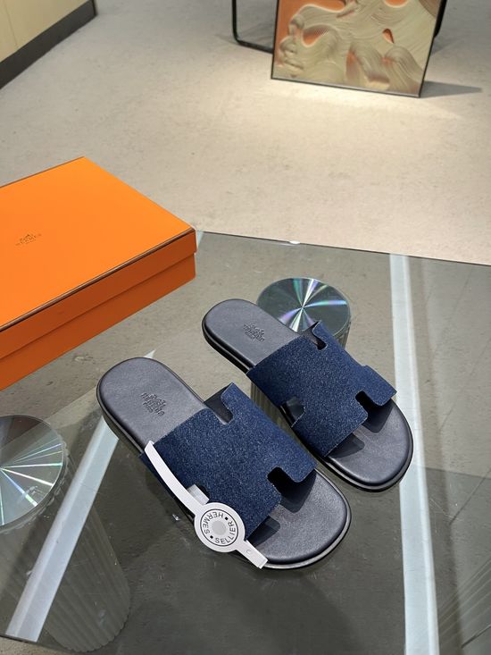 Hermes Premium Handcrafted Swift Leather Slip-on Slides