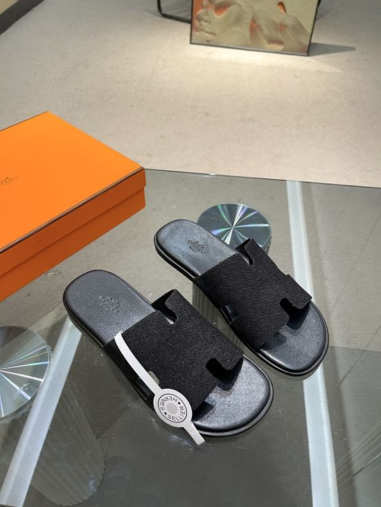Hermes Premium Handcrafted Swift Leather Slip-on Slides