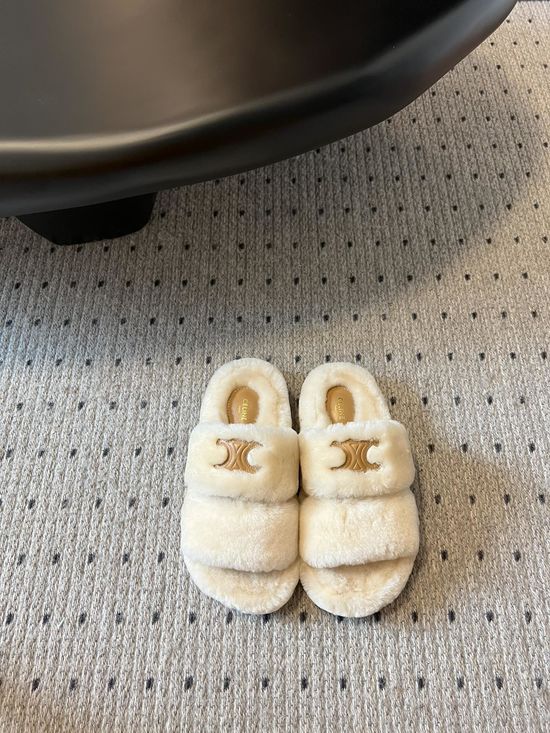 Celine Soft Wool Slippers Lightweight TPU Sole Height Increasing