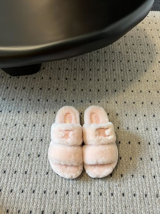 Celine Soft Wool Slippers Lightweight TPU Sole Height Increasing