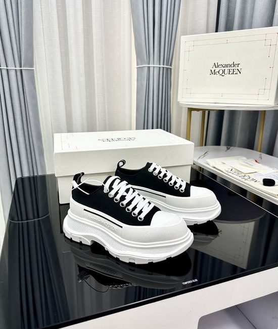 McQueen Premium Leather Casual Sneakers Lightweight Comfortable Walking Footwear