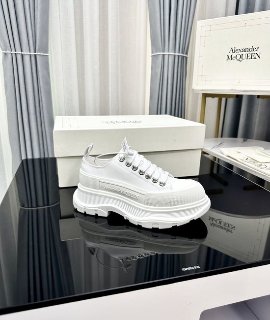 McQueen Premium Leather Casual Sneakers Lightweight Comfortable Walking Footwear