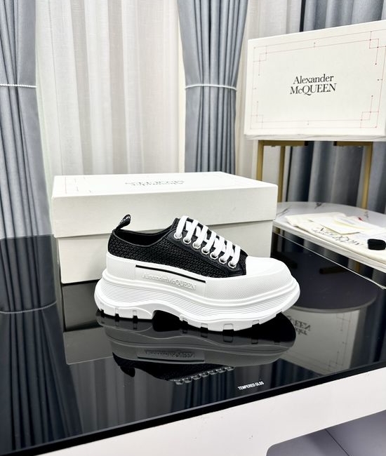 McQueen Premium Leather Casual Sneakers Lightweight Comfortable Walking Footwear
