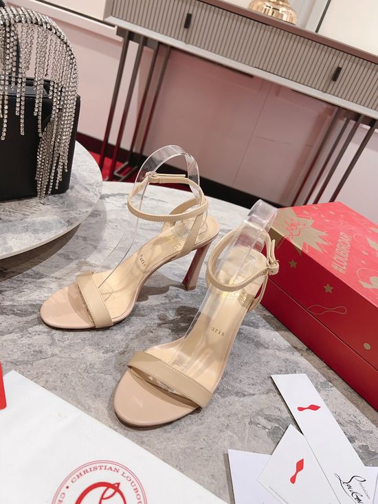Christian Louboutine Elegant Ankle Strap Buckle Stiletto Heel Sandals