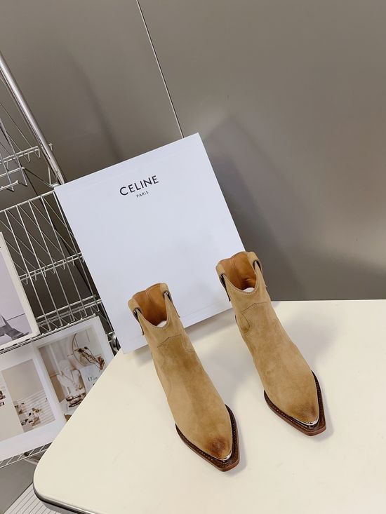 Celine Premium Leather Ankle Boots with Retro Logo Detail