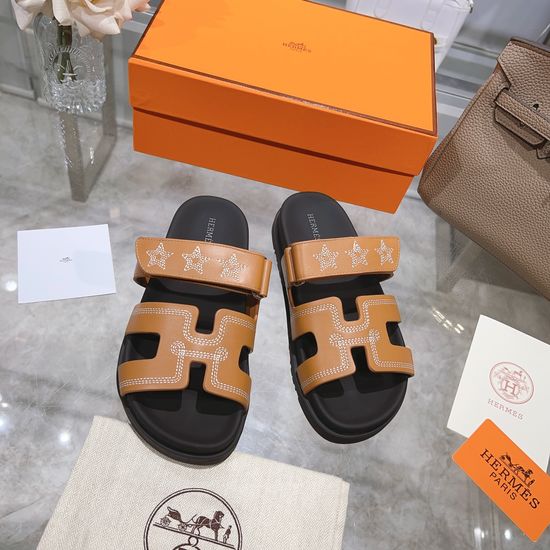 Hermes Embroidered Casual Slip On Slides with Anti-Slip Sole