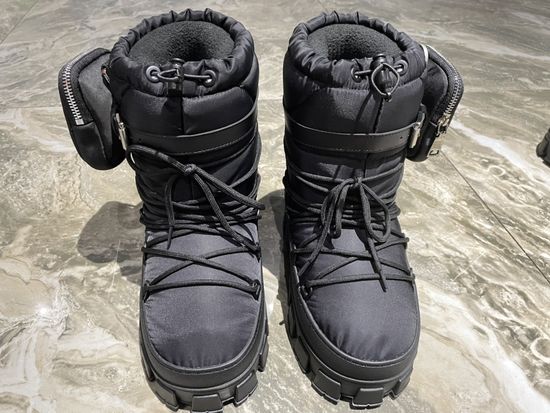 Prada Waterproof Warm Short Winter Snow Boots with Laces
