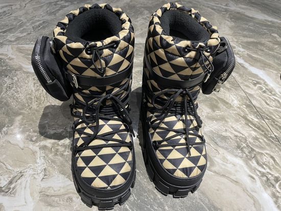 Prada Waterproof Warm Short Winter Snow Boots with Laces